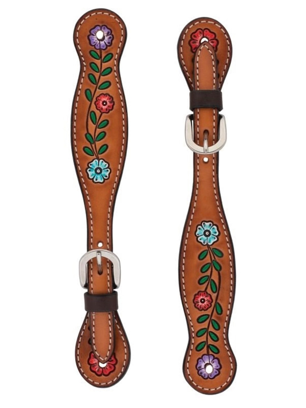 Weaver Turq Cross Floral Vine Ladies Spur Straps